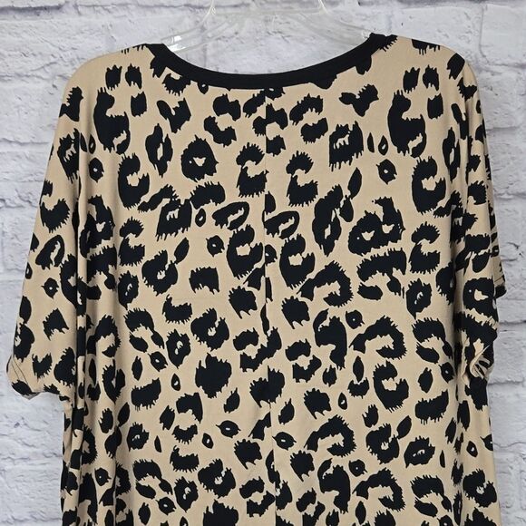 Leopard Camo Print Pocketed T-shirt Tunic Mini Dress Animal Print Dolman Sleeve - Picture 9 of 11